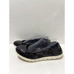 SAS Womens Radiant Ballet Flats US 9WW Black Leather Slip On confort